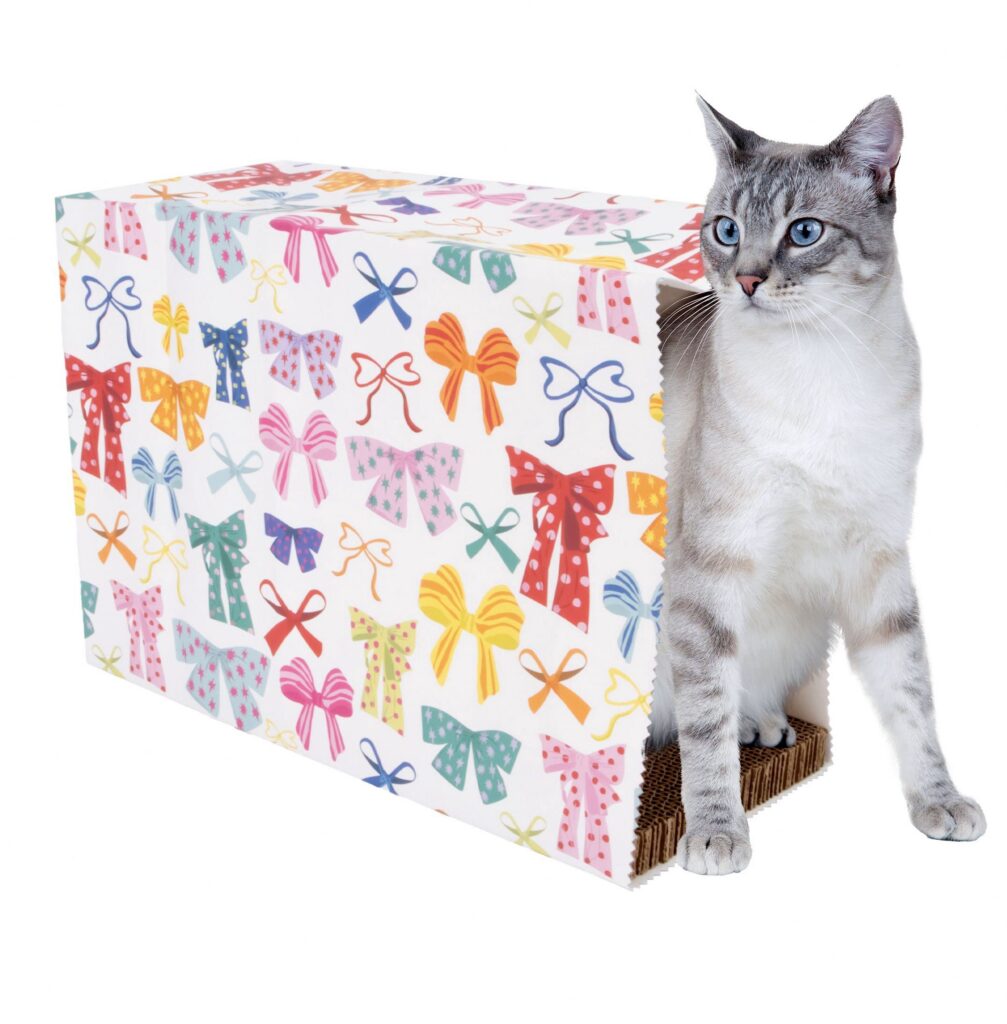 Kitty City Christmas Bows Cat Scratching Pad and Hideaway Paper Bag (Multicolored, One Size) dyhd9