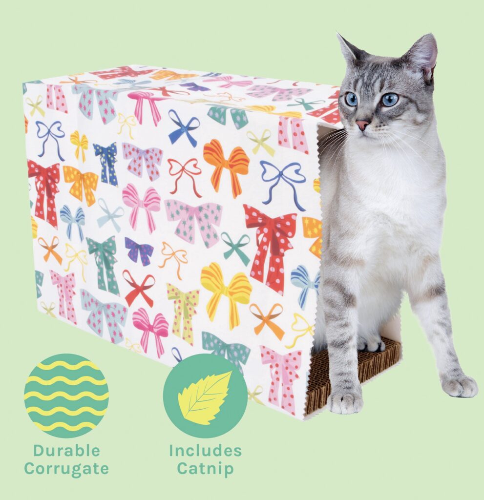 Kitty City Christmas Bows Cat Scratching Pad and Hideaway Paper Bag (Multicolored, One Size) dyhd9
