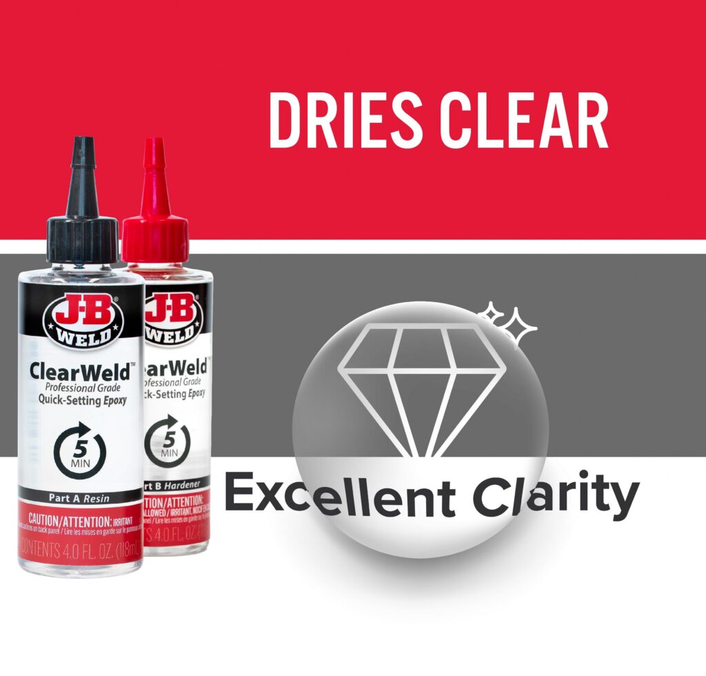 J-B Weld Clear Weld Epoxy Adhesive High-Strength Professional Formula (Clear, 8 fl oz) misis