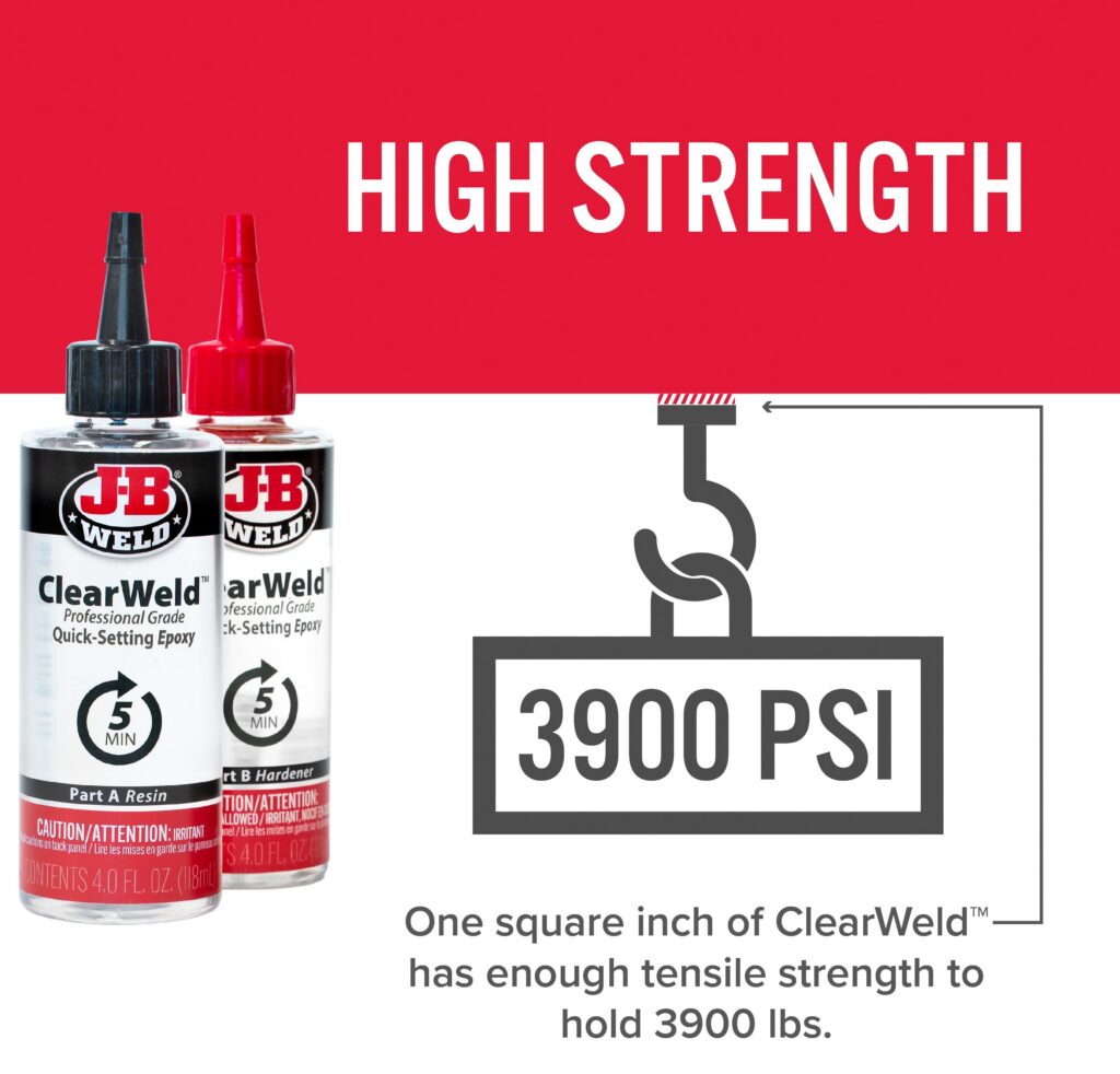 J-B Weld Clear Weld Epoxy Adhesive High-Strength Professional Formula (Clear, 8 fl oz) misis