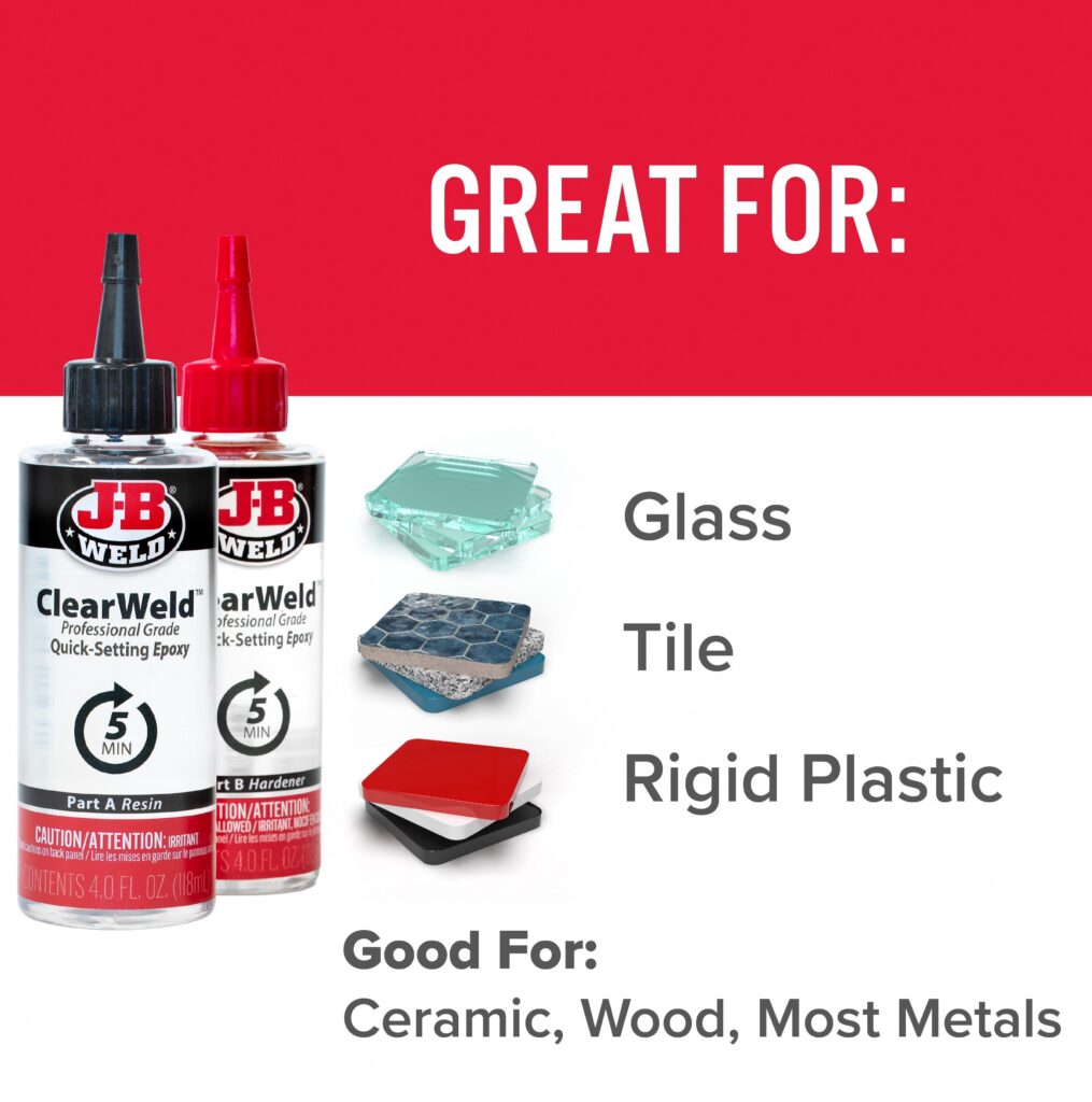 J-B Weld Clear Weld Epoxy Adhesive High-Strength Professional Formula (Clear, 8 fl oz) misis