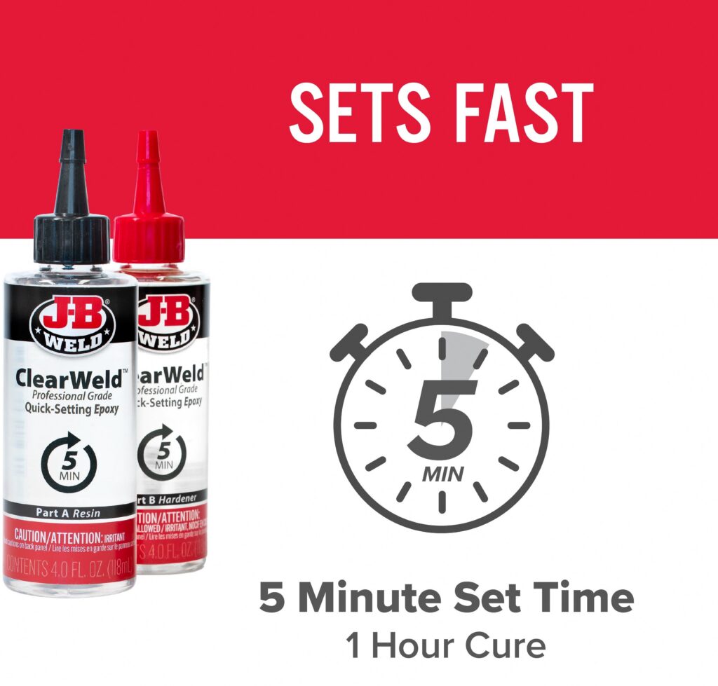 J-B Weld Clear Weld Epoxy Adhesive High-Strength Professional Formula (Clear, 8 fl oz) misis