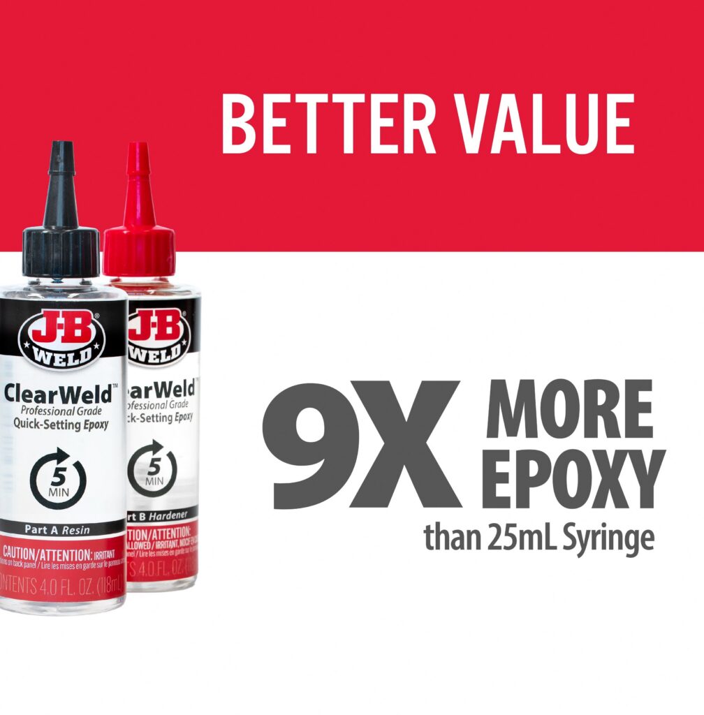 J-B Weld Clear Weld Epoxy Adhesive High-Strength Professional Formula (Clear, 8 fl oz) misis