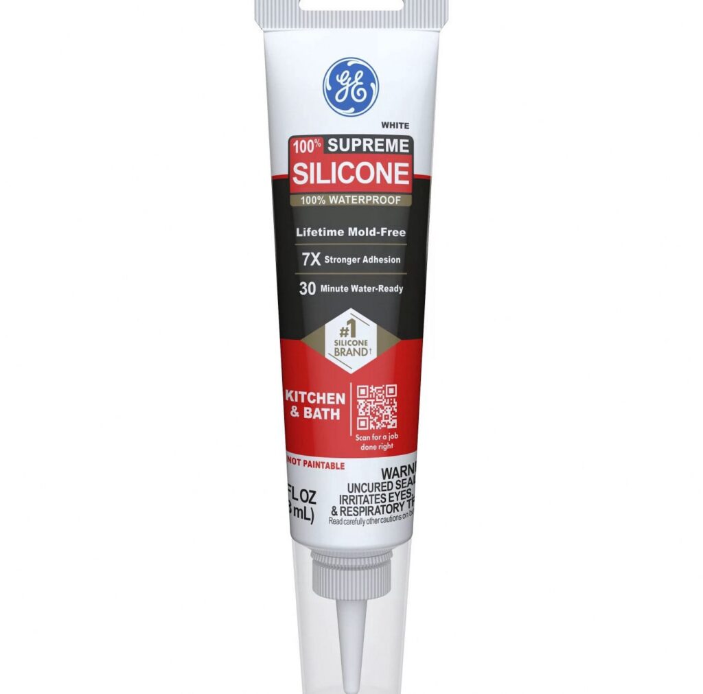 GE Supreme Silicone Kitchen & Bath Sealant (White, 2.8 fl oz) e45w6