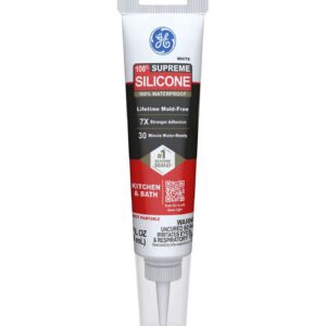 GE Supreme Silicone Kitchen & Bath Sealant (White, 2.8 fl oz) e45w6