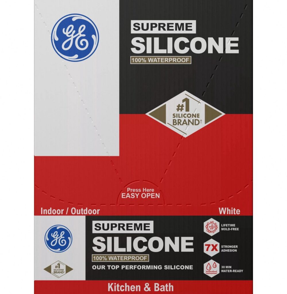 GE Supreme Silicone Kitchen & Bath Sealant (White, 2.8 fl oz) e45w6