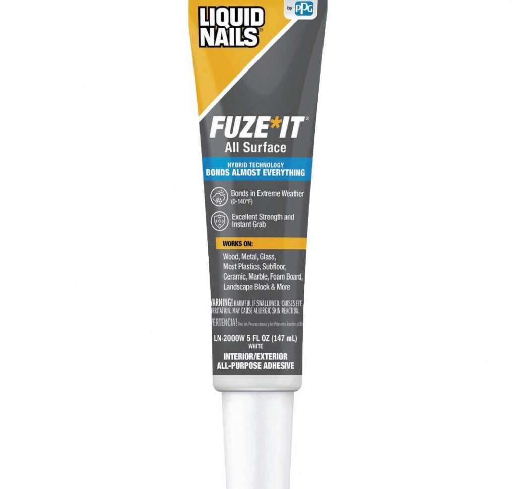 Liquid Nails Fuze It Multi-Surface Adhesive, Heavy-Duty Hybrid Polymer Construction Glue (White, 5 oz) e2j3s