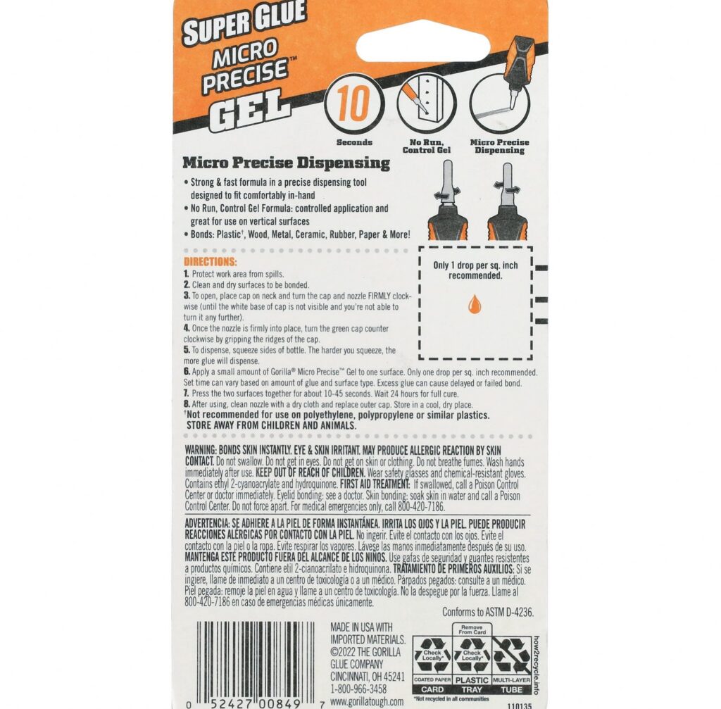 Gorilla Glue Micro Precise Super Gel Adhesive (Clear, 0.2 oz) rrcw9