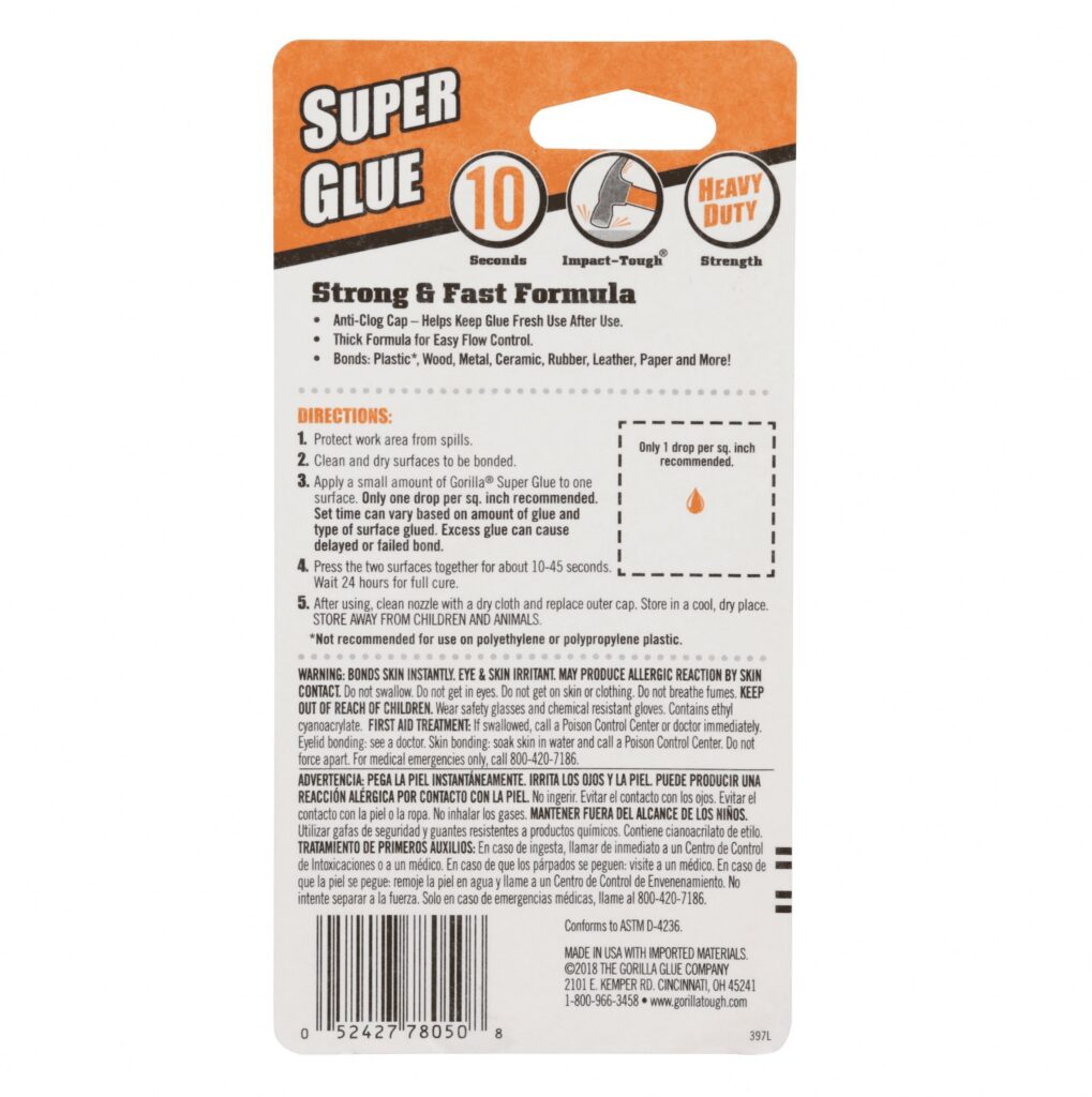 Gorilla Glue Super Glue Gel Impact Tough Adhesive (Clear, 2 Pack, 0.5 oz) jhy2c