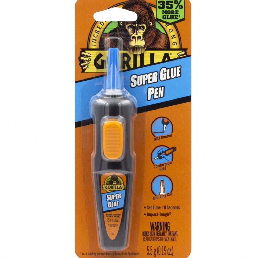 Gorilla Clear Super Glue Precision Pen (Impact Resistant, Fast-Setting Adhesive) (Clear, 0.2 oz) eyny4