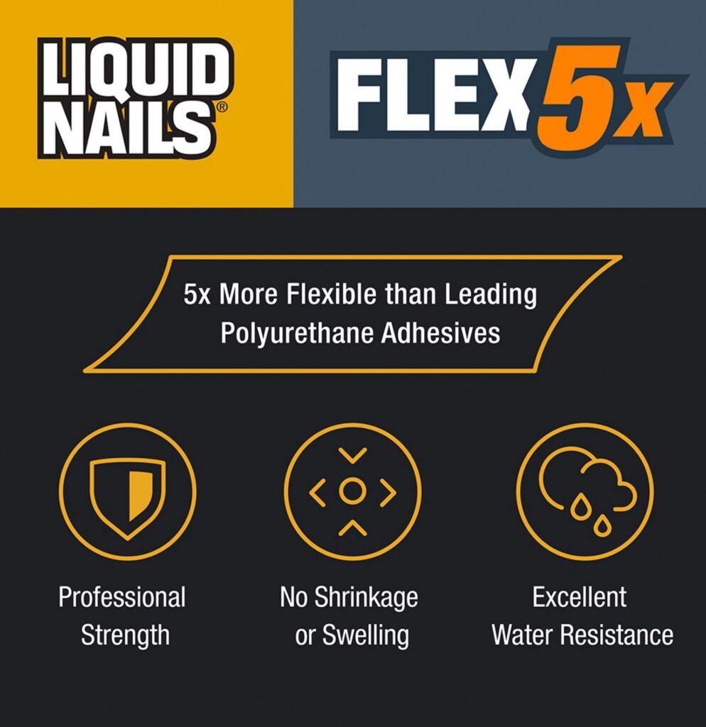 Liquid Nails Flex 5x Interior & Exterior Construction Adhesive (10 oz) t6c9k