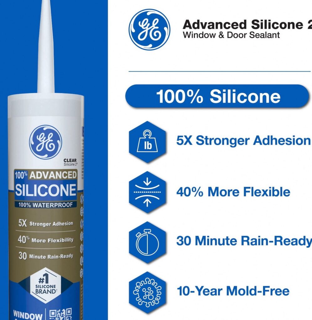 GE Advanced Silicone Window & Door Sealant (Black, 10.1 fl oz) 9cfr4