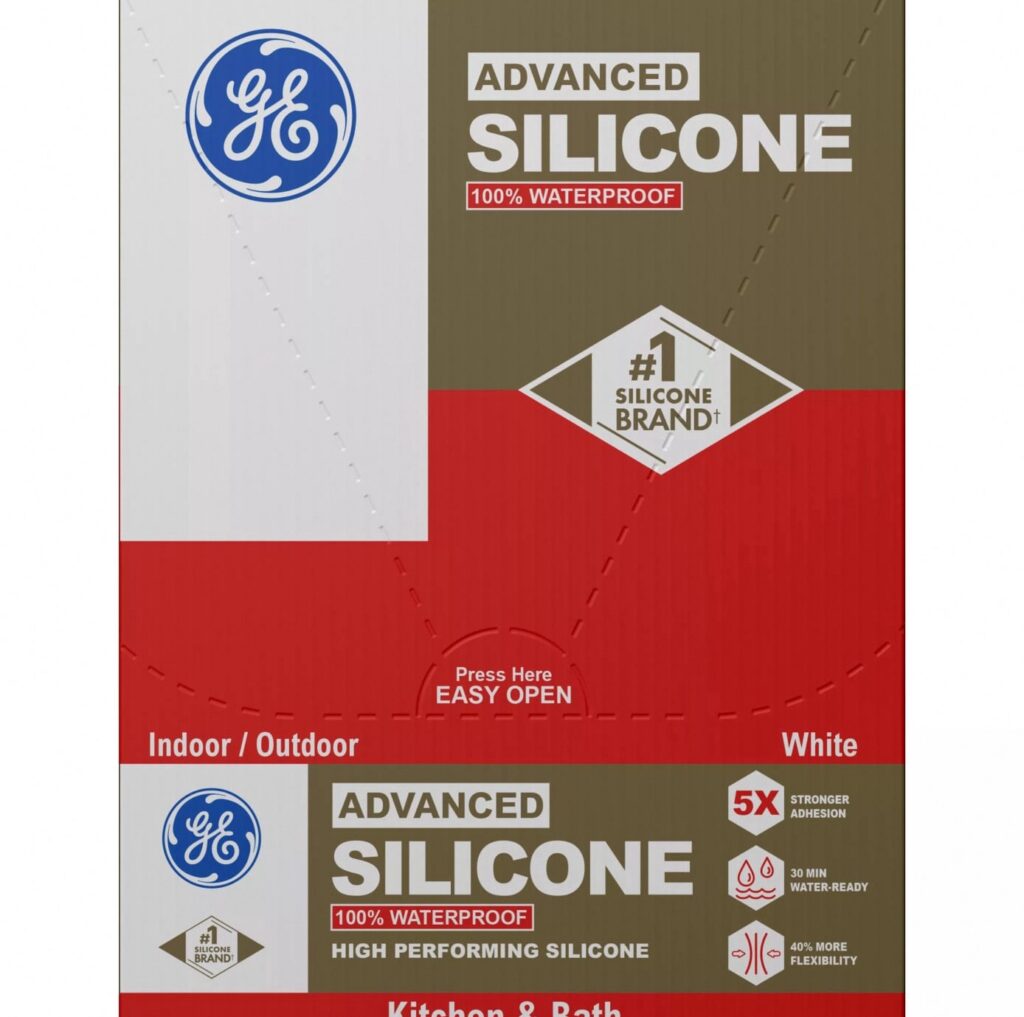 GE Advanced Silicone Kitchen & Bath Sealant (White, 2.8 fl oz) btkt7