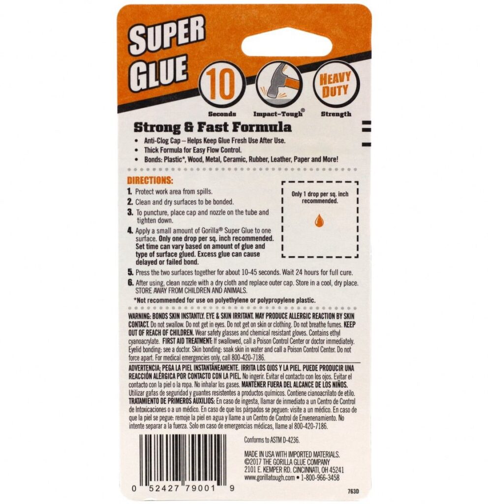 Gorilla Super Glue Impact-Tough Adhesive for Multi-Surface Repairs (Clear, 0.1 oz) pmx3g