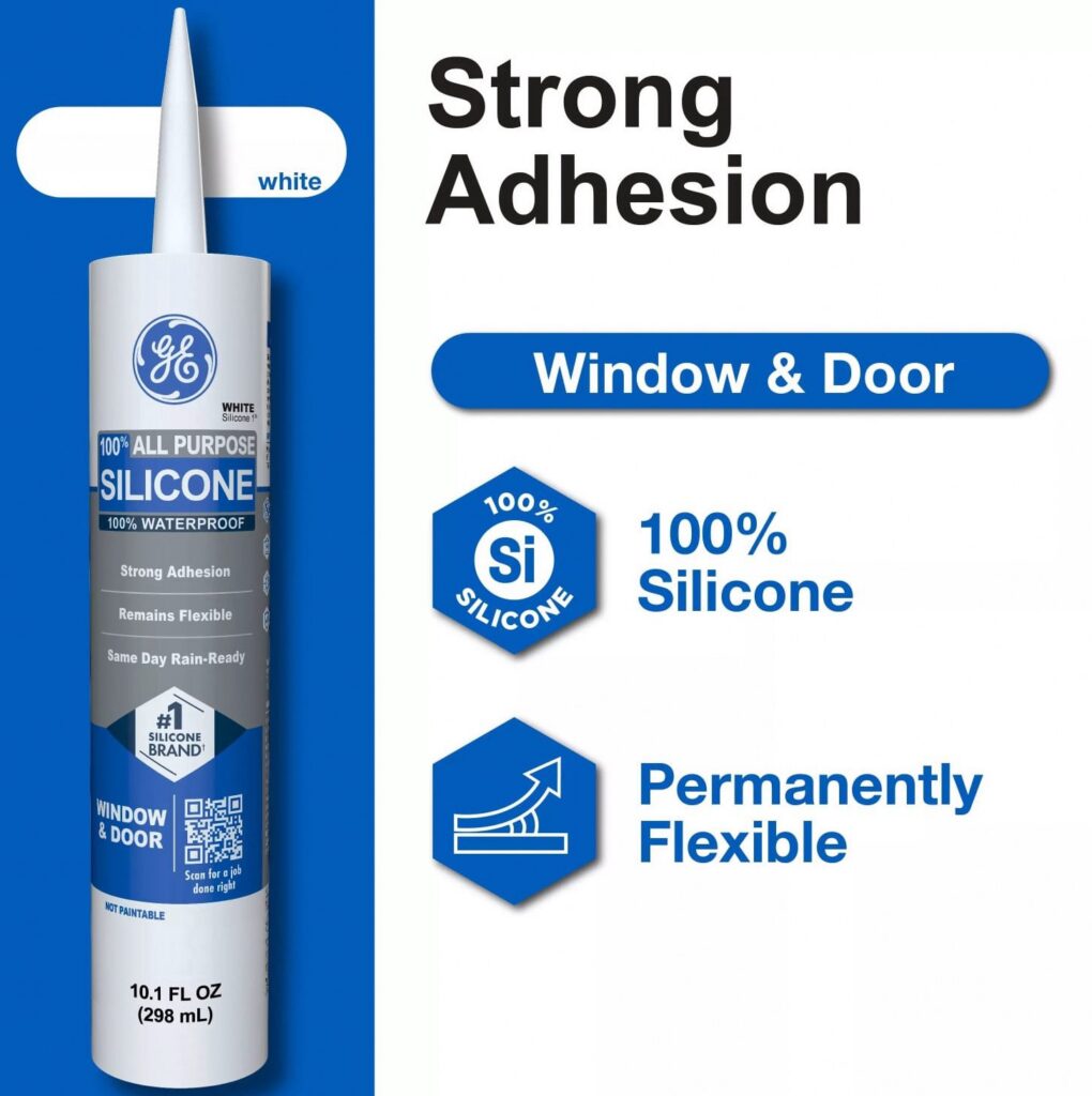 GE Silicone 1 All Purpose Window & Door Sealant (White, 10.1 fl oz) nf2ss