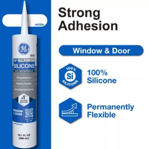 GE Silicone 1 All Purpose Window & Door Sealant (White, 10.1 fl oz) nf2ss