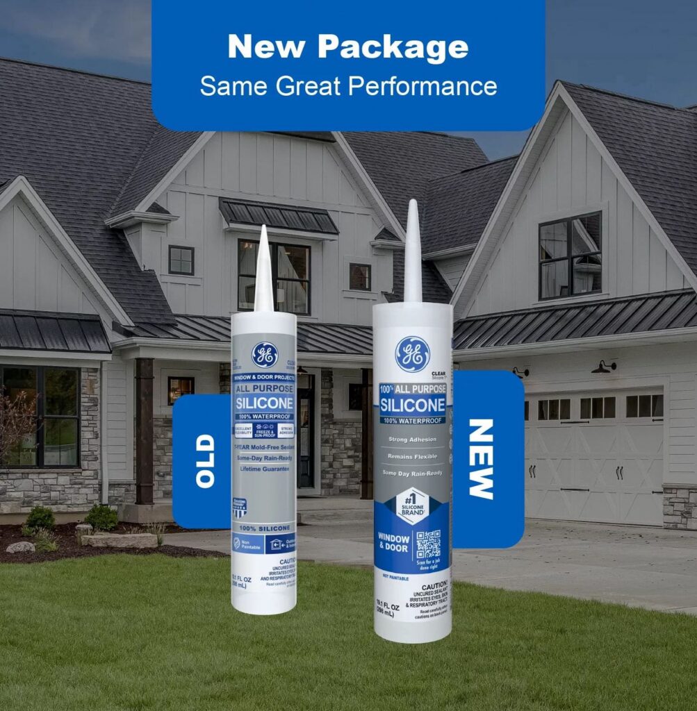 GE Silicone 1 All Purpose Window & Door Sealant (White, 10.1 fl oz) nf2ss