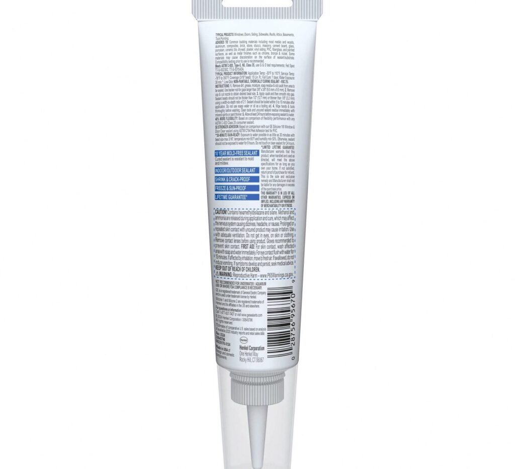 GE Advanced Silicone Window & Door Sealant, Weatherproof Adhesive for Home Repair (White, 2.8 fl oz) dvvg3