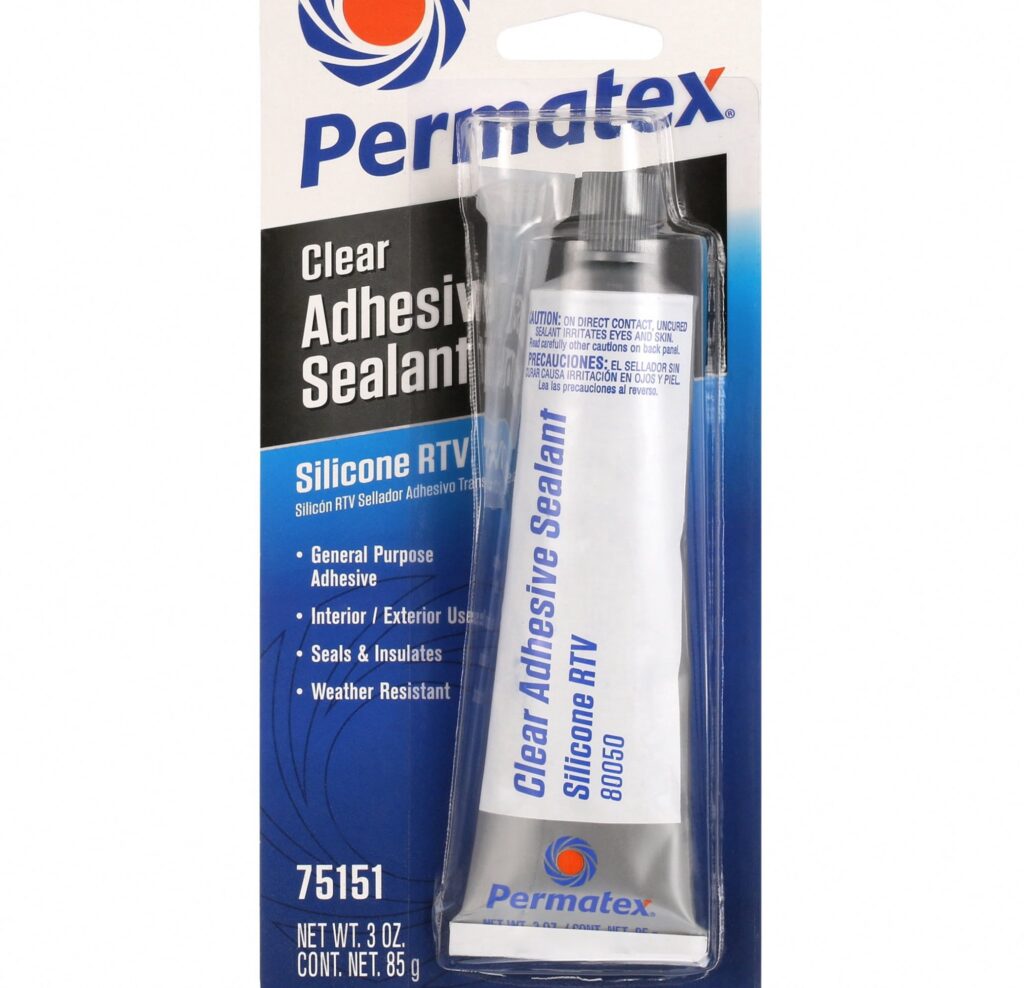 Permatex 75151 Clear RTV Silicone Adhesive Sealant (Clear, 3 oz) bwc4a