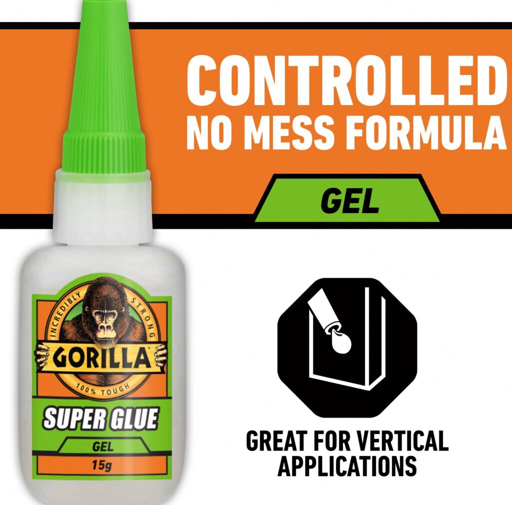 Gorilla Super Glue Gel, Impact-Tough Adhesive for Wood, Metal, and Plastic (Clear, 0.5 oz) g5nvh