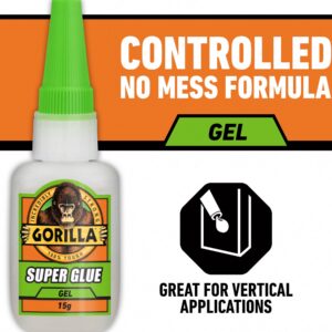 Gorilla Super Glue Gel, Impact-Tough Adhesive for Wood, Metal, and Plastic (Clear, 0.5 oz) g5nvh