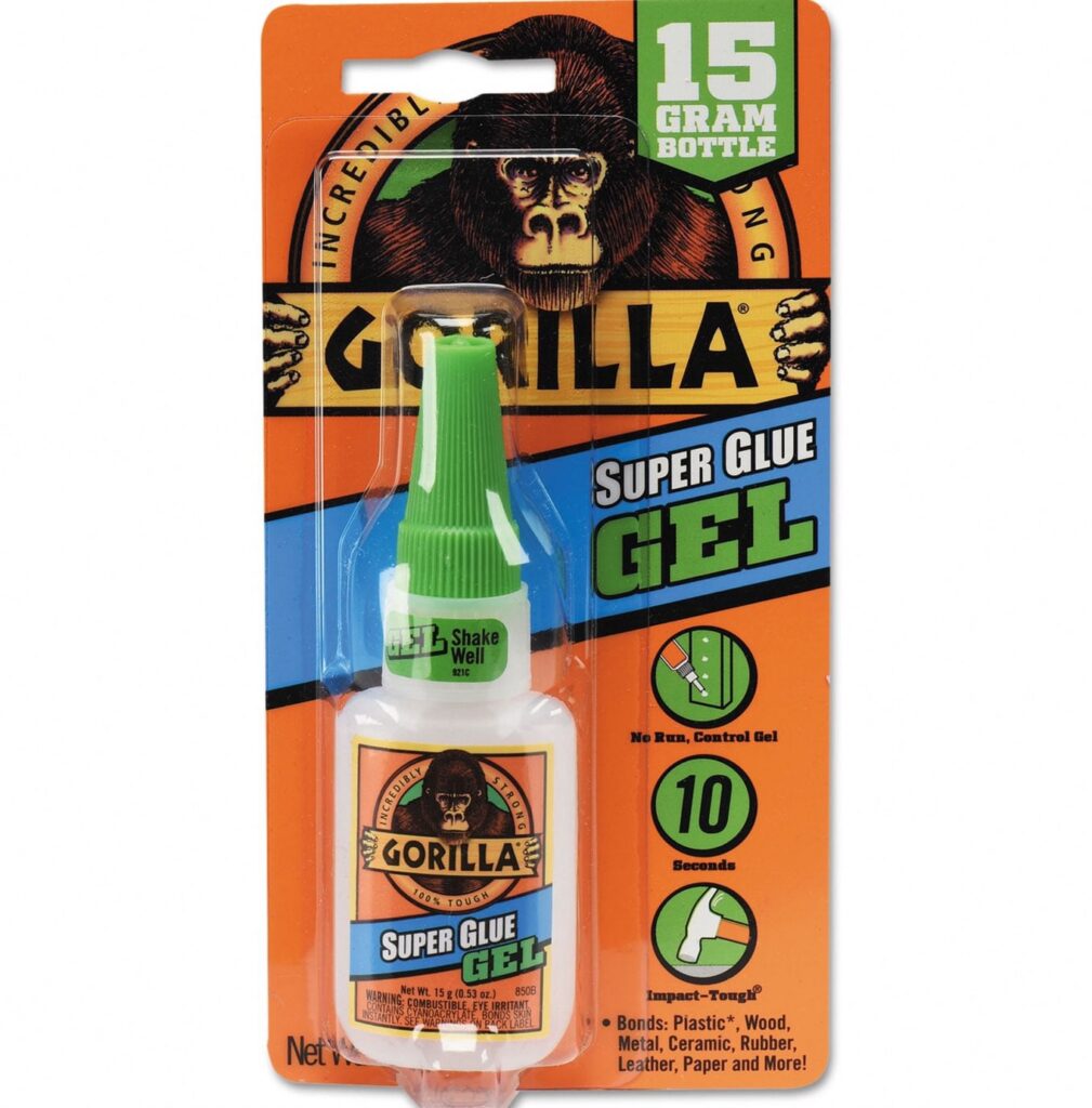 Gorilla Super Glue Gel, Impact-Tough Adhesive for Wood, Metal, and Plastic (Clear, 0.5 oz) g5nvh