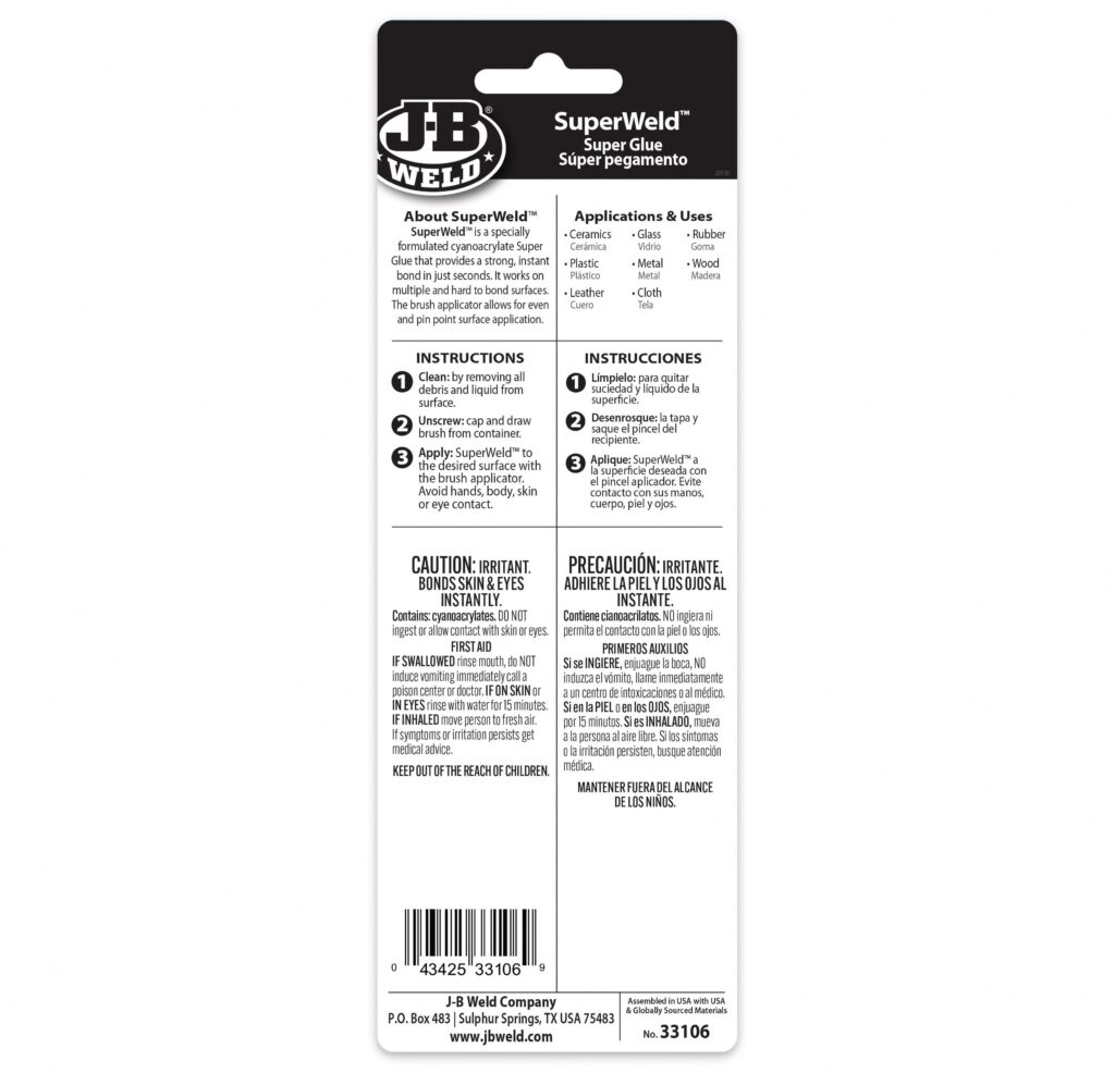 J-B Weld Super Weld Glue High-Strength Instant Adhesive (Clear, 0.2 oz) xrv8v