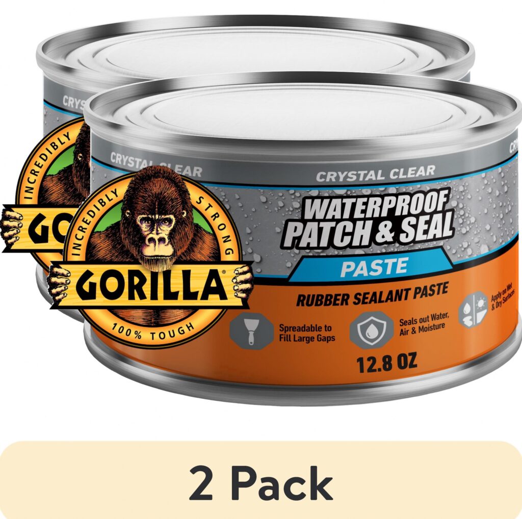 Gorilla Waterproof Patch and Seal Paste, Flexible Rubberized Sealant for Gaps and Cracks (Clear, 2 Pack, 18 oz) y3kc6
