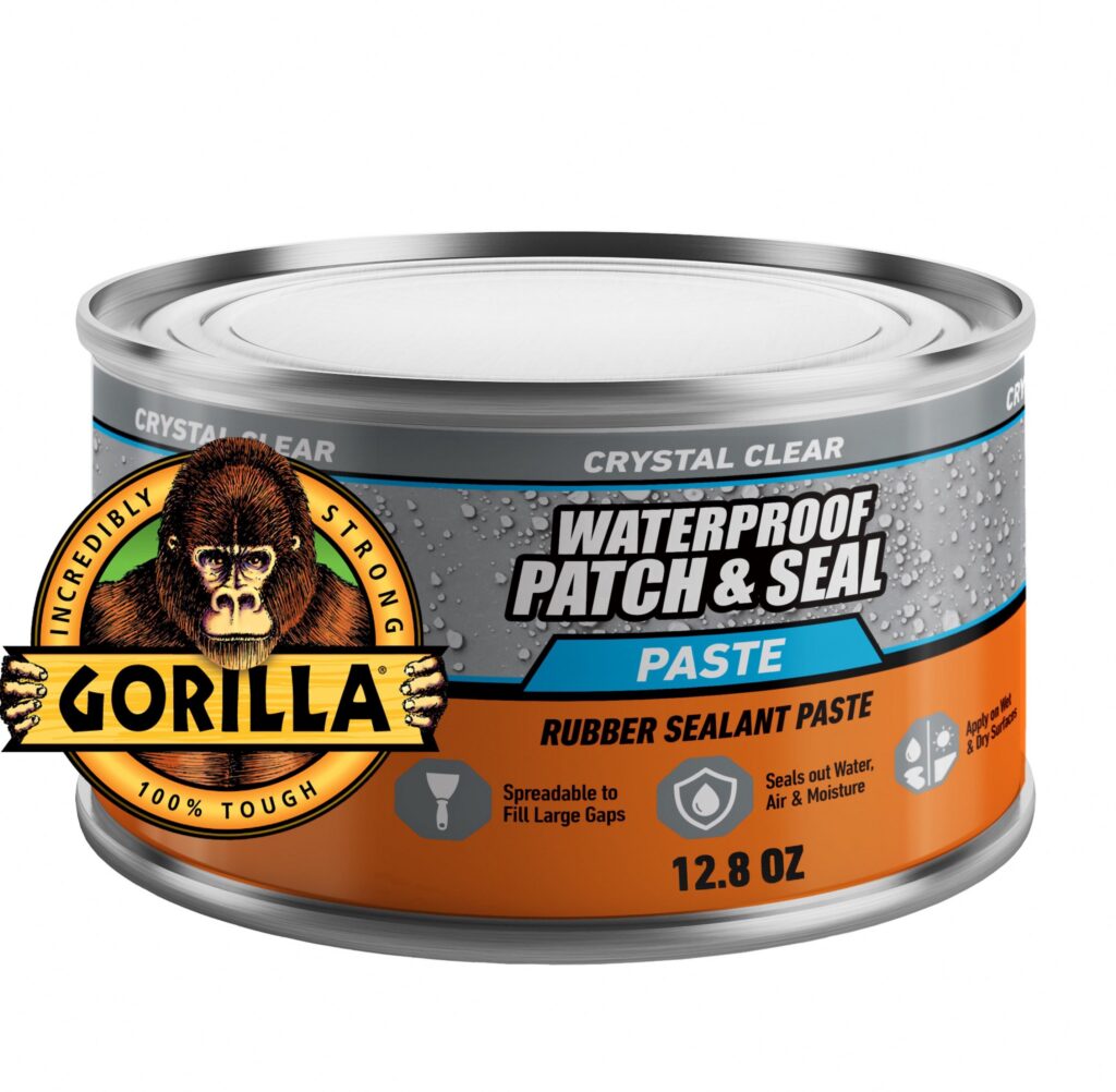 Gorilla Waterproof Patch and Seal Paste, Flexible Rubberized Sealant for Gaps and Cracks (Clear, 2 Pack, 18 oz) y3kc6