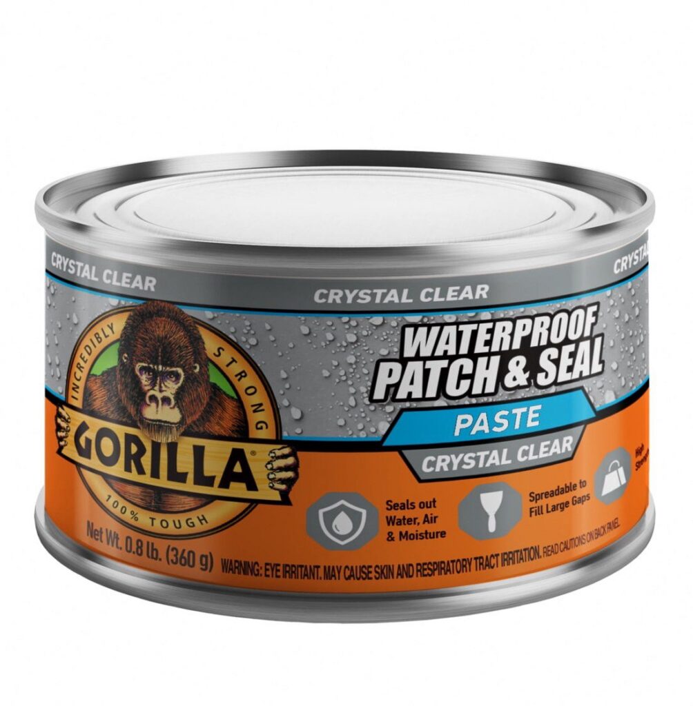 Gorilla Waterproof Patch and Seal Paste, Flexible Rubberized Sealant for Gaps and Cracks (Clear, 2 Pack, 18 oz) y3kc6