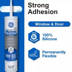 GE Silicone 1 All Purpose Window & Door Sealant (Clear, 10.1 fl oz) sc4vh