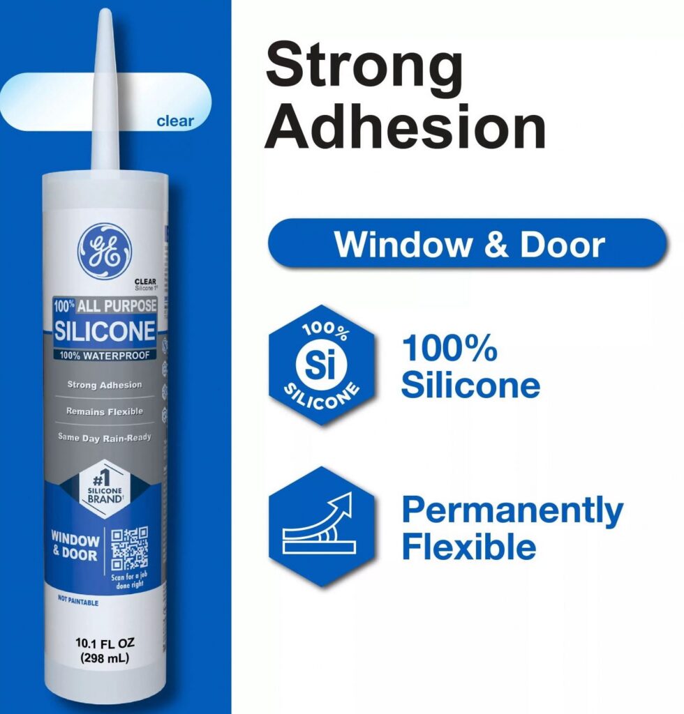 GE Silicone 1 All Purpose Window & Door Sealant (Clear, 10.1 fl oz) sc4vh