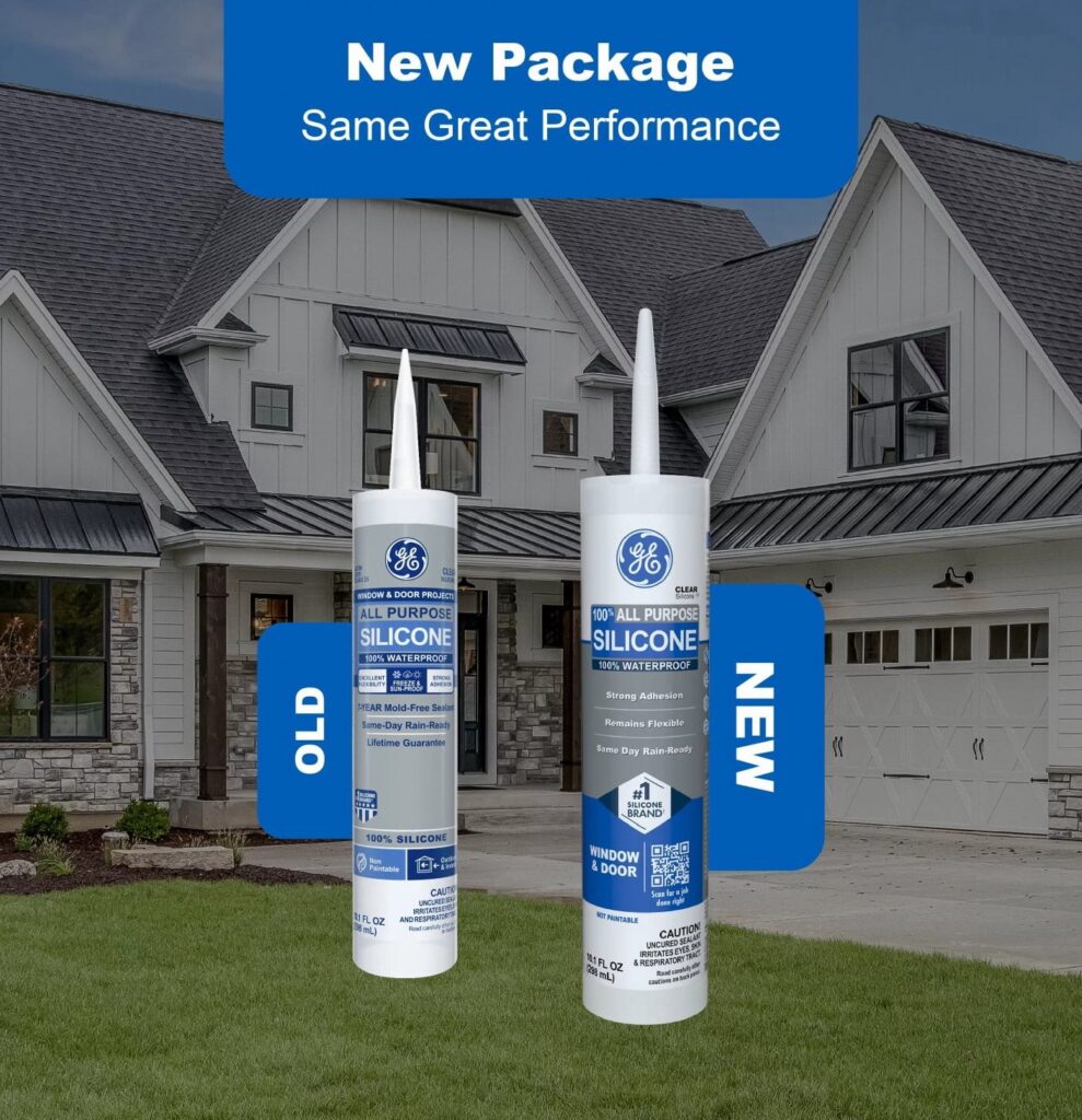 GE Silicone 1 All Purpose Window & Door Sealant (Clear, 10.1 fl oz) sc4vh