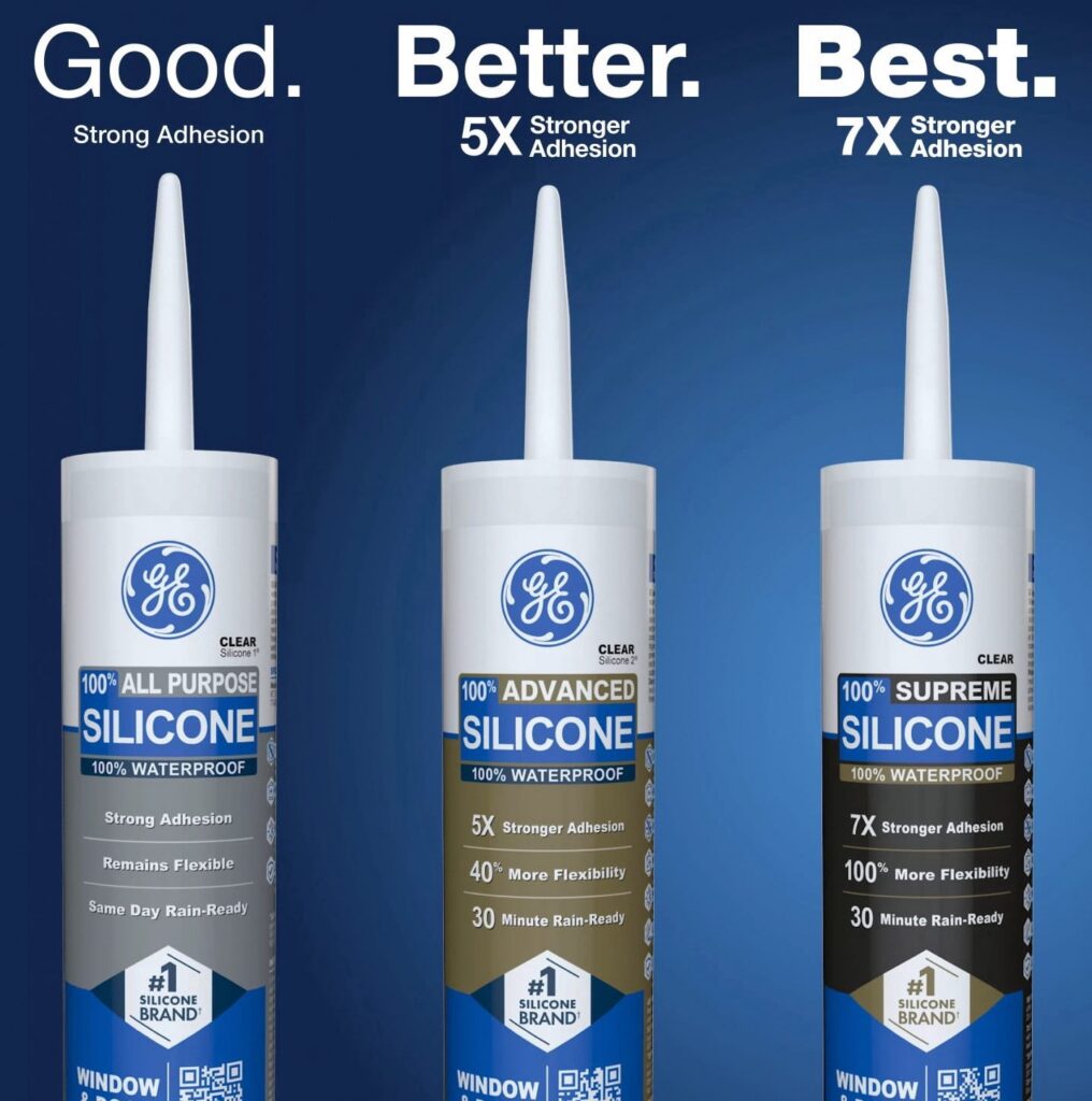 GE Silicone 1 All Purpose Window & Door Sealant (Clear, 10.1 fl oz) sc4vh