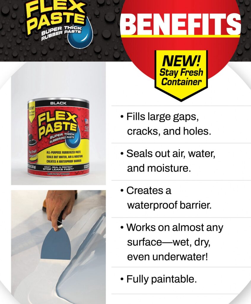 Flex Seal Super Thick Rubberized Paste, Waterproof Sealant for Repairs (Black, 26 fl oz) v428e
