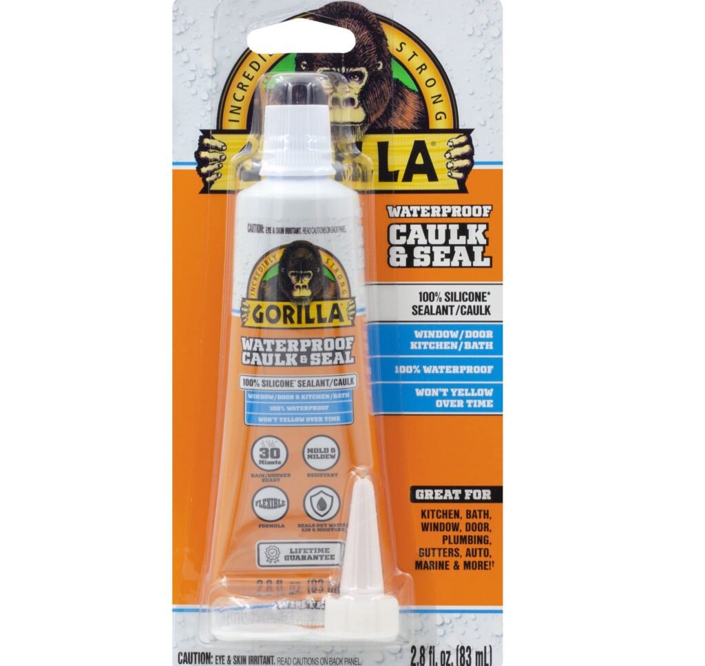 Gorilla Waterproof Silicone Sealant, Mold and Mildew Resistant Caulk for Kitchen and Bath (White, 2.8 oz) y2arg