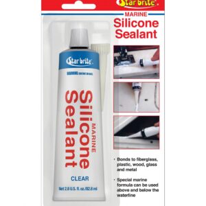 Star Brite Marine Silicone Sealant Waterproof Adhesive for Fiberglass Metal and Wood (Clear, 2.8 oz) t4i7m