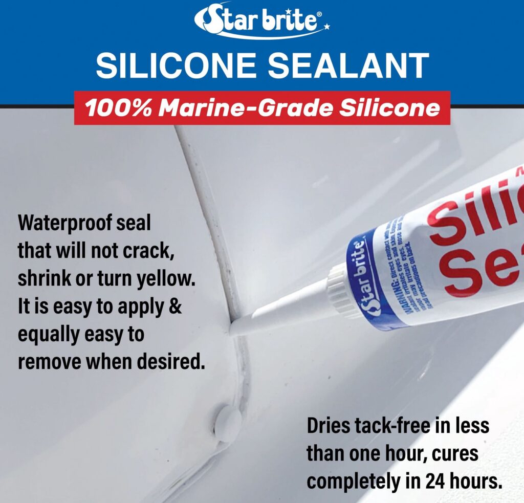 Star Brite Marine Silicone Sealant Waterproof Adhesive for Fiberglass Metal and Wood (Clear, 2.8 oz) t4i7m