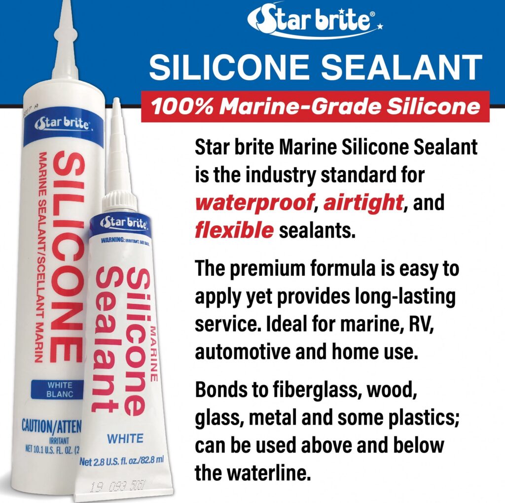 Star Brite Marine Silicone Sealant Waterproof Adhesive for Fiberglass Metal and Wood (Clear, 2.8 oz) t4i7m