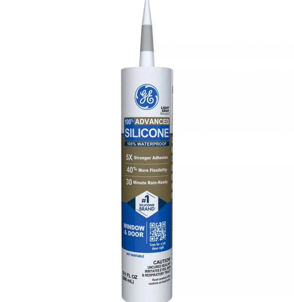 GE Advanced Silicone Window & Door Sealant, Waterproof Weatherproof Adhesive (Gray, 10.1 fl oz) uuqi4