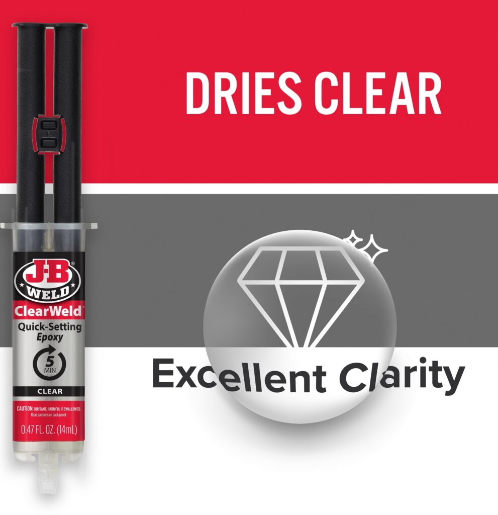 J-B Weld Clear Weld Epoxy Adhesive High-Strength Quick-Set Formula (Clear, 0.47 fl oz) m77vc