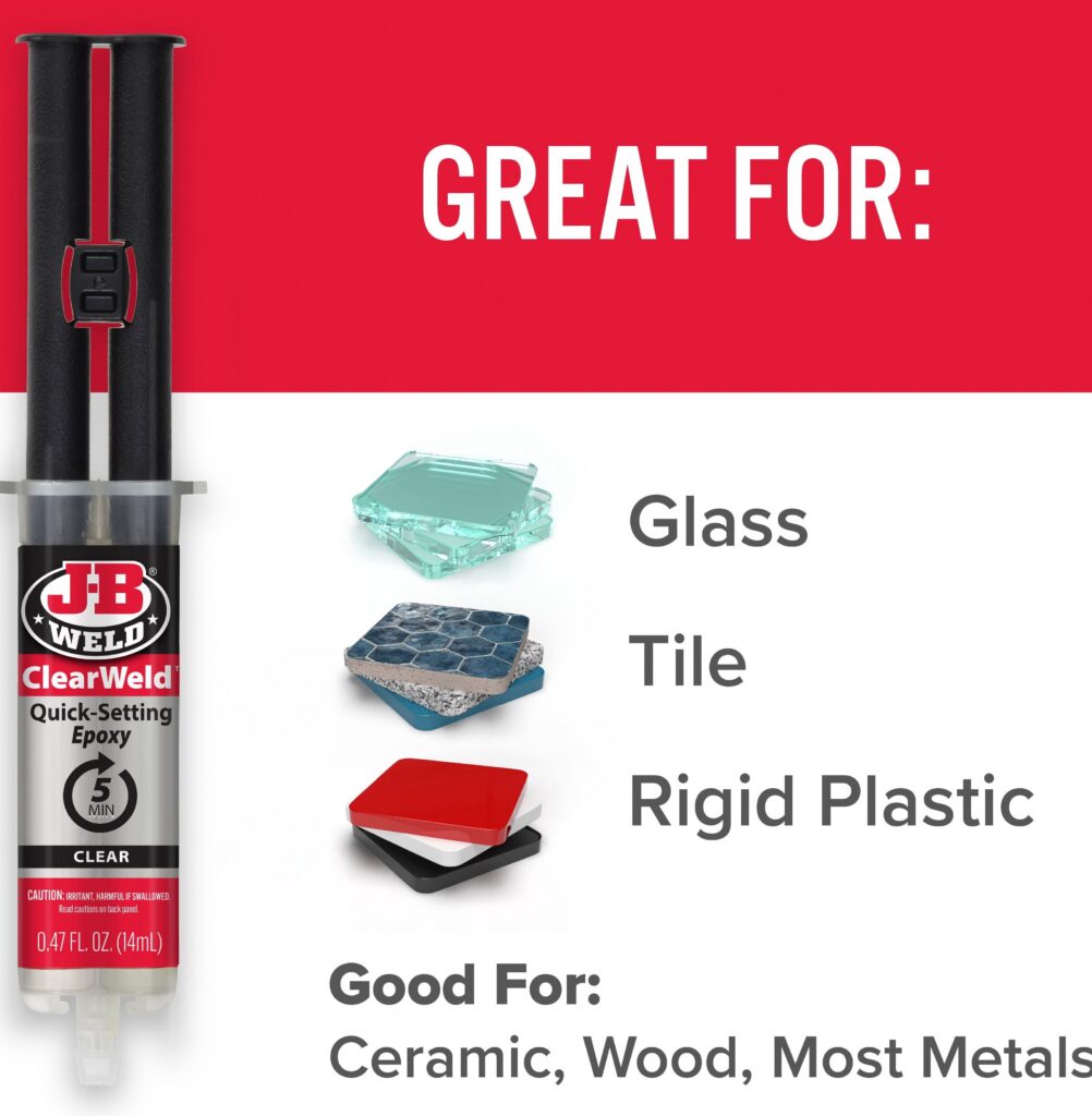 J-B Weld Clear Weld Epoxy Adhesive High-Strength Quick-Set Formula (Clear, 0.47 fl oz) m77vc