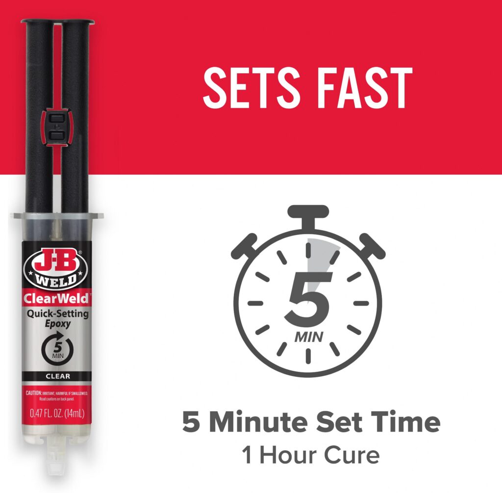 J-B Weld Clear Weld Epoxy Adhesive High-Strength Quick-Set Formula (Clear, 0.47 fl oz) m77vc