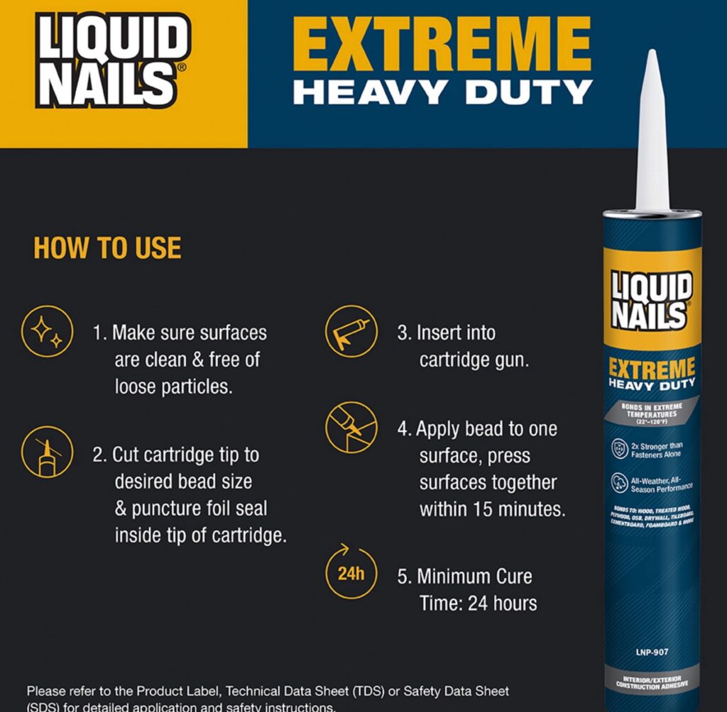 Liquid Nails Extreme Heavy Duty Construction Adhesive (White, 10 oz) gxgzt