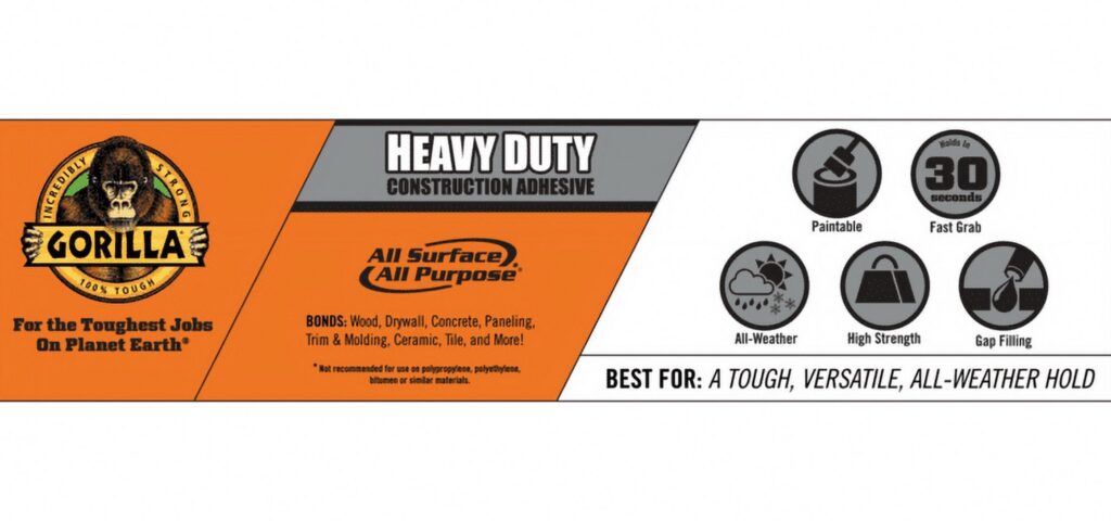 Gorilla Heavy Duty Construction Adhesive (White, 7 oz) 863dx