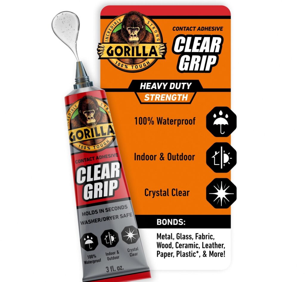 Gorilla Clear Grip Contact Adhesive, Waterproof Heavy-Duty Bonding Glue (3 fl oz) ar5me