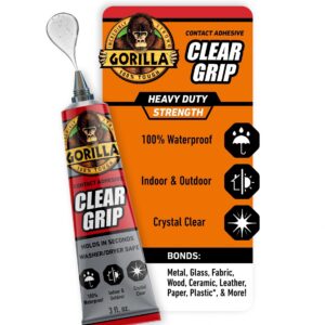 Gorilla Clear Grip Contact Adhesive, Waterproof Heavy-Duty Bonding Glue (3 fl oz) ar5me