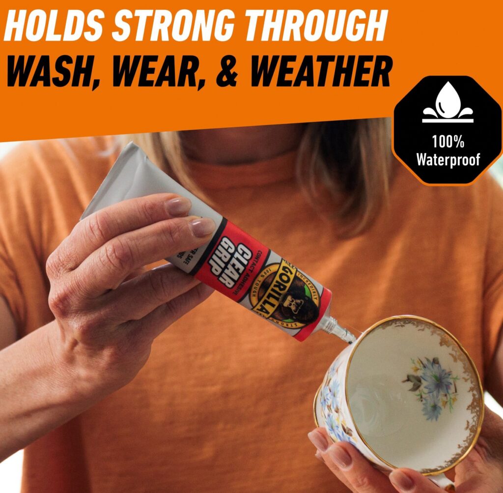 Gorilla Clear Grip Contact Adhesive, Waterproof Heavy-Duty Bonding Glue (3 fl oz) ar5me