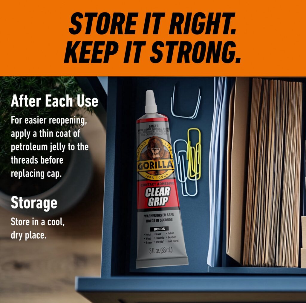 Gorilla Clear Grip Contact Adhesive, Waterproof Heavy-Duty Bonding Glue (3 fl oz) ar5me