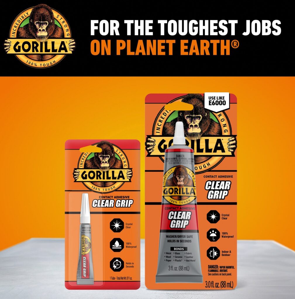 Gorilla Clear Grip Contact Adhesive, Waterproof Heavy-Duty Bonding Glue (3 fl oz) ar5me